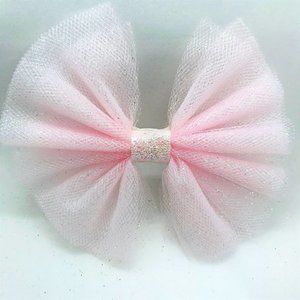 Pink Tulle Waffle Bow 2pcs